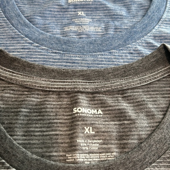 SONOMA 2 BUNDLE TEES MEN SIZE XL GRAY BLUE LINES NEW - Picture 8 of 11